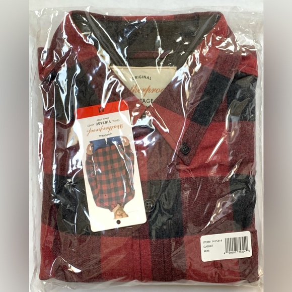Weatherproof Vintage Mens MEDIUM M Flannel Button Down Shirt RED BLACK PLAID - Picture 3 of 3